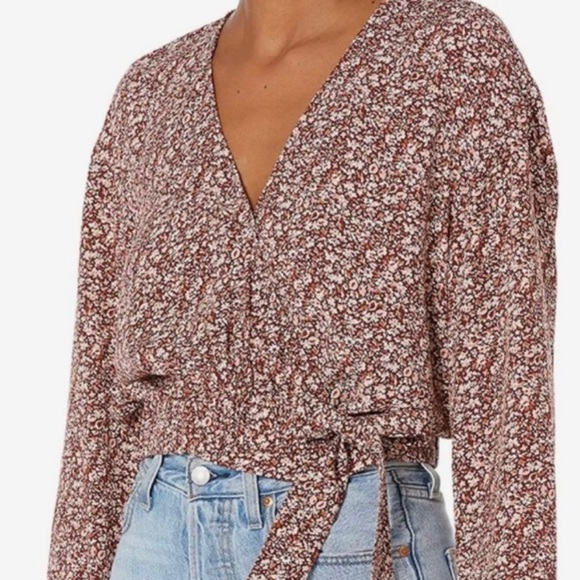 Madewell Ditsy Floral Wrap Blouse Flare Sleeve - Picture 1 of 7